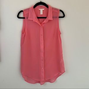 H&M Pink Tank Top Button Down